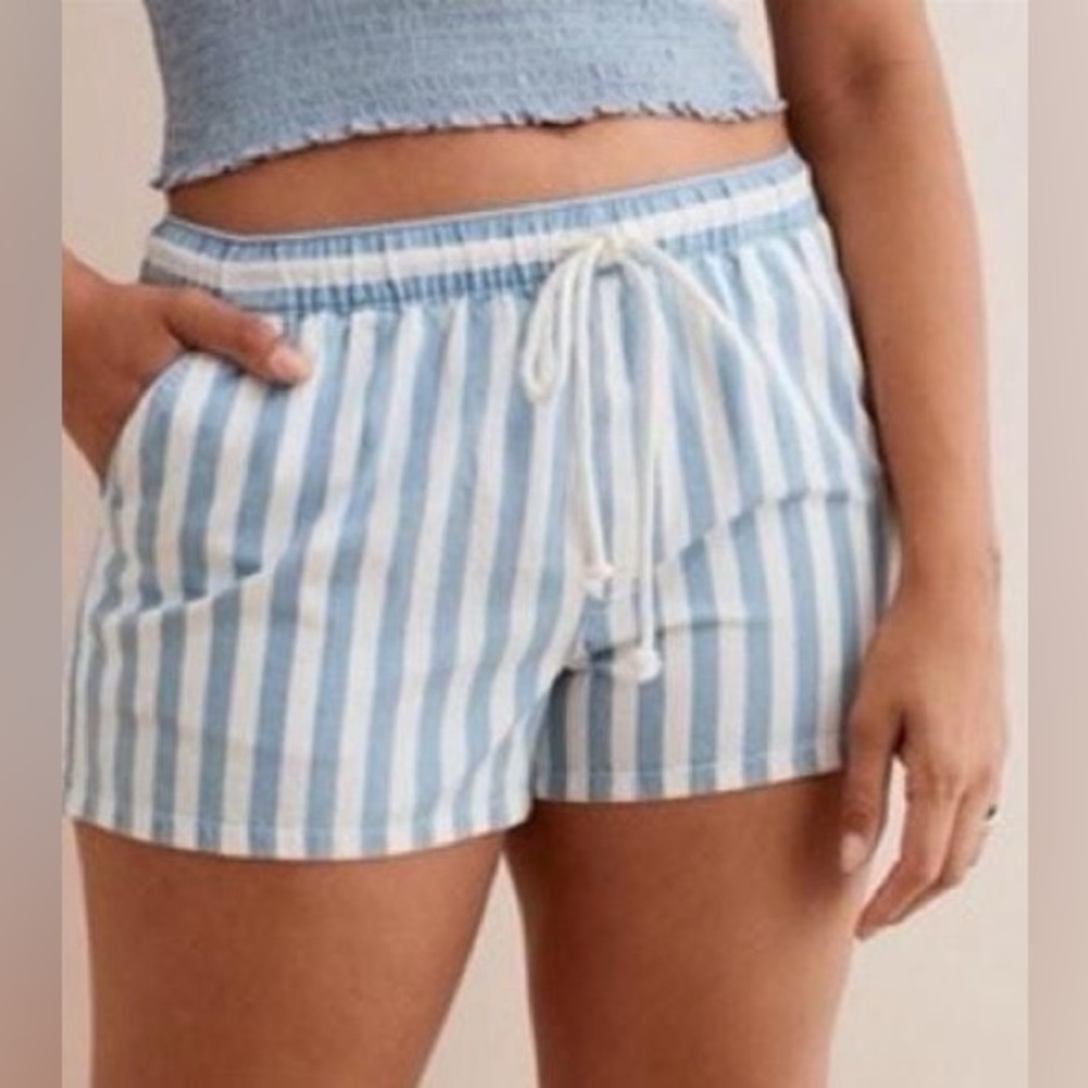 Aerie Chambray Sun-washed Striped Shorts - Picture 2 of 5